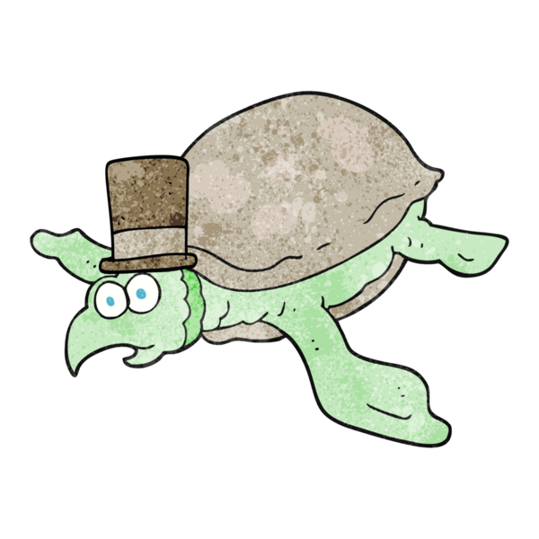 Bir insan tarafından çizilmiş el yapımı karikatür kaplumbağası.