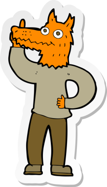 Bir insan tarafından çizilmiş bir fikri olan tilki adamın çıkartması.