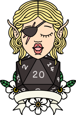 Retro Dövme Tarzı Bir insan tarafından çizilmiş doğal yirmilik zarlı düzenbaz karakter