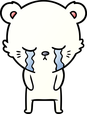 Bir insan tarafından çizilmiş üzgün küçük kutup ayısı çizgi filmi.