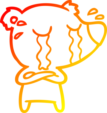 Bir insan tarafından çizilmiş ağlayan bir ayının sıcak çizgi çizimi