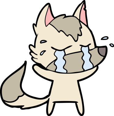 Bir insan tarafından çizilmiş ağlayan kurt çizgi filmi.