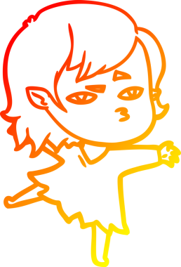 Bir insan tarafından çizilmiş bir vampir kız çizgi çizimi.