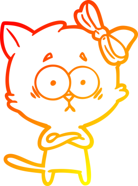 Bir insan tarafından çizilmiş çizgi film kedisinin sıcak çizgi çizimi