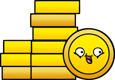 Bir insan tarafından çizilmiş bozuk paranın gölgelenmiş karikatürü