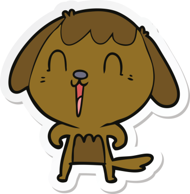 Bir insan tarafından çizilmiş şirin bir köpeğin çıkartması.