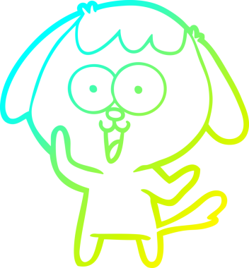 Bir insan tarafından çizilmiş şirin bir çizgi köpeğin soğuk gradyan çizgisi.