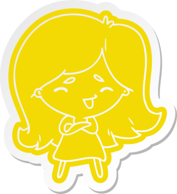 Bir insan tarafından çizilmiş tatlı bir kawai kızının çizgi film çıkartması.