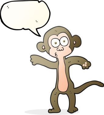 Bir insan tarafından çizilmiş serbest konuşma balonu çizgi film maymunu
