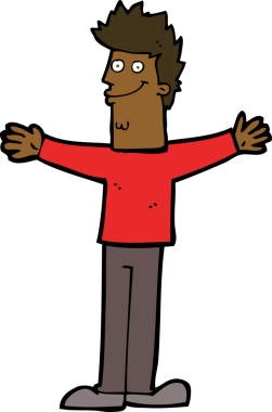 Bir insan tarafından çizilmiş mutlu bir adam.