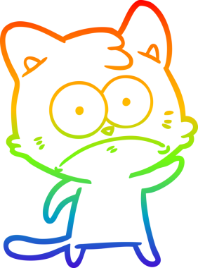 Gökkuşağı gradyan çizgi çizimi Bir insan tarafından çizilmiş gergin kedi