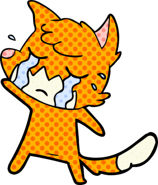 Bir insan tarafından çizilmiş ağlayan tilki çizgi filmi.