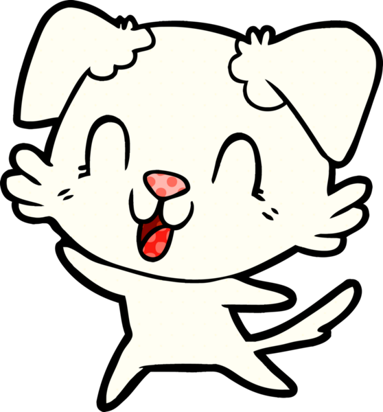 Bir insan tarafından çizilmiş gülen çizgi film köpeği.