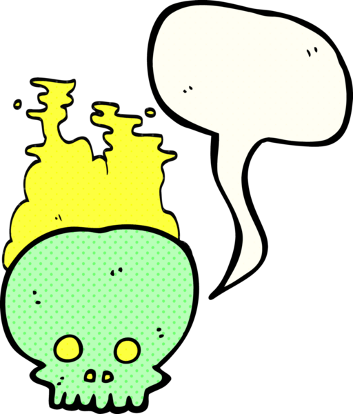 El yazısıyla çizilmiş çizgi roman konuşma balonu buharlı kafatası insan tarafından çizilmiş.