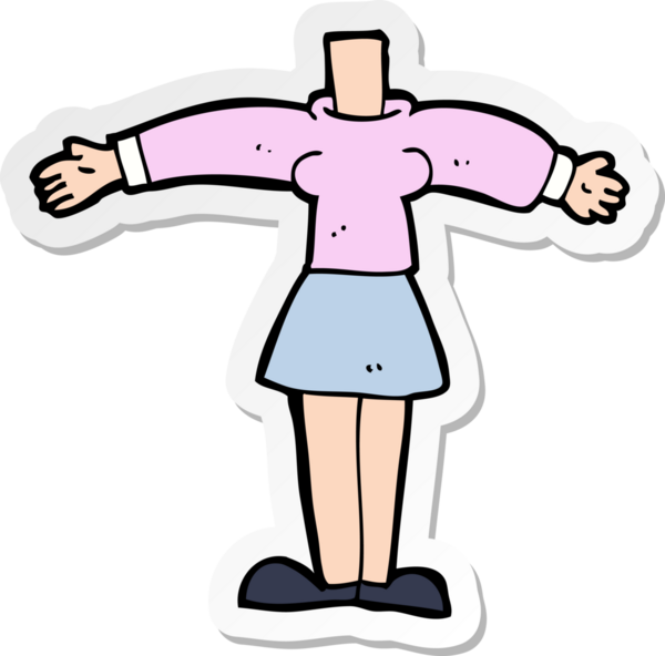 Bir insan tarafından çizilmiş karikatür kadın vücudunun çıkartması.