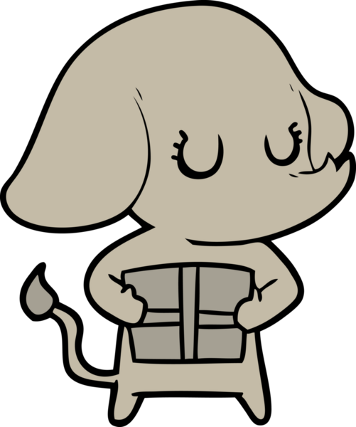 Bir insan tarafından çizilmiş sevimli çizgi film fili.