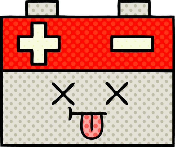 Bir insan tarafından çizilmiş bir araba aküsünün çizgi romanı.