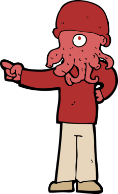 Bir insan tarafından çizilmiş uzaylı canavar adam.