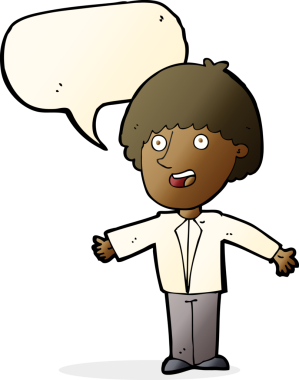 Bir insan tarafından çizilmiş konuşma balonlu mutlu adam çizgi filmi.