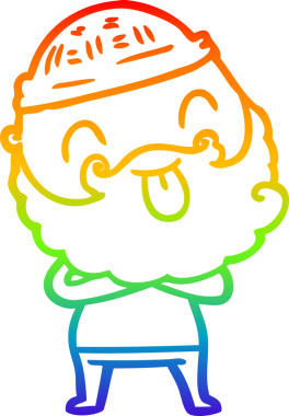 Gökkuşağı gradyan çizgisi sakallı bir adamın bir insan tarafından çizilmiş dili.