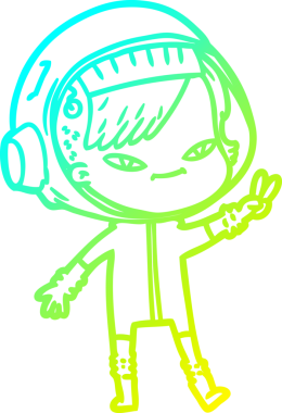 Bir insan tarafından çizilmiş soğuk gradyan çizgili astronot kadın çizimi.