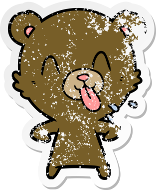 Bir insan tarafından çizilmiş kaba bir çizgi film ayısının sıkıntılı çıkartması.