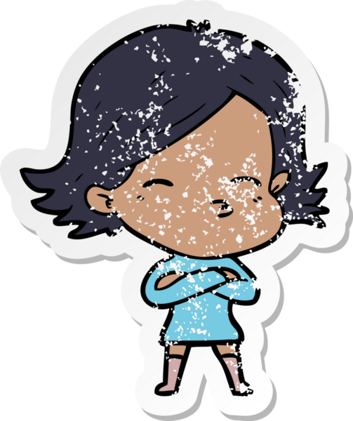 Bir insan tarafından çizilmiş karikatür bir kadının sıkıntılı çıkartması.