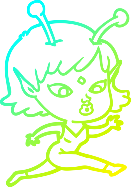 Soğuk gradyan çizgisi, bir insan tarafından çizilmiş güzel bir uzaylı kızın çizimi.