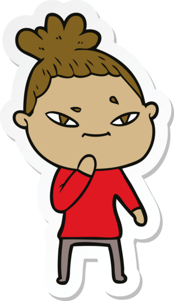 Bir insan tarafından çizilmiş bir karikatür kadının çıkartması.