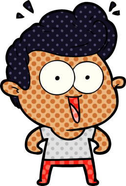 Bir insan tarafından çizilmiş heyecanlı bir çizgi film.