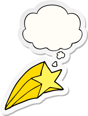 Düşünce baloncuğu olan bir çizgi film yıldızı insan tarafından çizilmiş bir çıkartma.