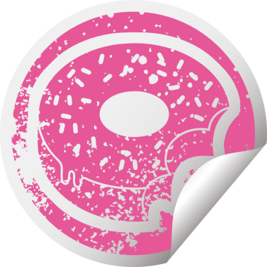 Isırılmış donmuş donut grafiği bir insan tarafından çizilmiş etiketli resimleme simgesi