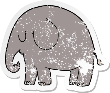 Bir insan tarafından çizilmiş karikatür filinin sıkıntılı çıkartması.