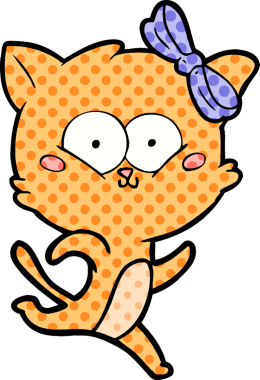 Bir insan tarafından çizilmiş çizgi film kedisi.