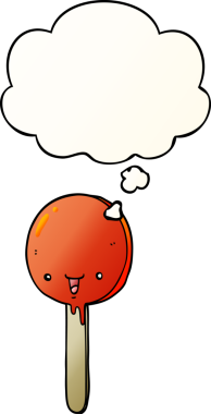 çizgi film şekerleme lolipopu bir insan tarafından çizilmiş yumuşak eğimli düşünce baloncuğu