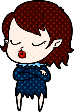 Bir insan tarafından çizilmiş şirin vampir kız çizgi filmi.