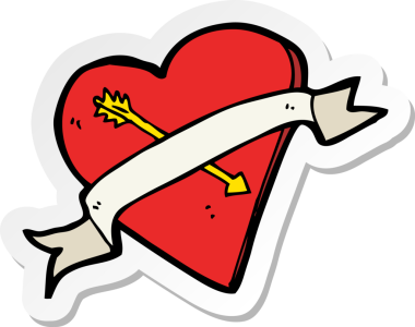 Bir insan tarafından çizilmiş kalp dövmesi çıkartması.