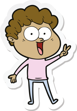 Bir insan tarafından çizilmiş mutlu bir adamın çıkartması.