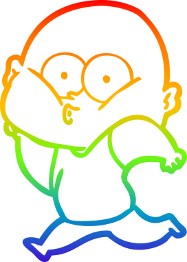 Gökkuşağı gradyan çizgi çizimi bir insan tarafından çizilmiş kel bir adamın çizimi