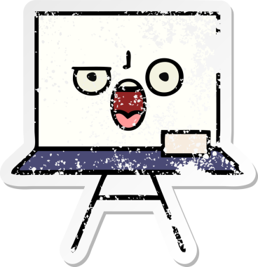 Bir insan tarafından çizilmiş beyaz bir karikatür çıkartması.