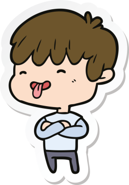 Bir insan tarafından çizilmiş bir çizgi film karakterinin çıkartması.