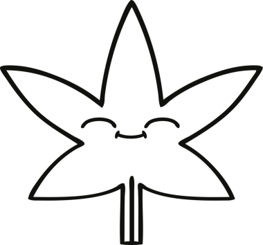 Bir insan tarafından çizilmiş marihuana yaprağının çizgi çizimi