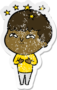 Bir çizgi filmin sıkıntılı çıkartması Bir insan tarafından çizilmiş hayret verici bir çocuk