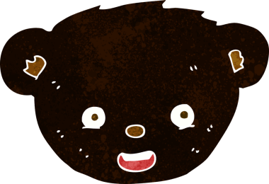 bir insan tarafından çizilmiş siyah ayı yüzü.