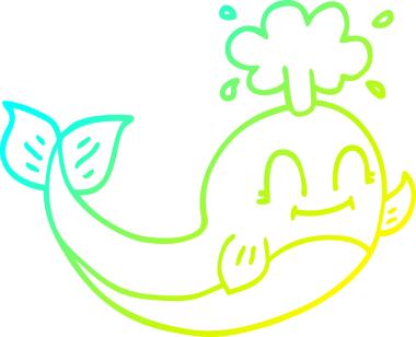 Bir insan tarafından çizilmiş mutlu balina çizgi çizimi