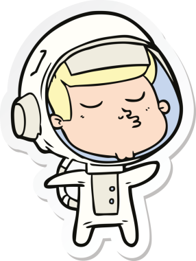 Bir insan tarafından çizilmiş kendine güvenen bir astronotun çıkartması.