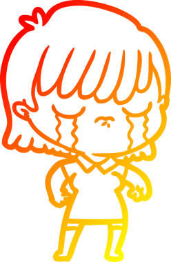 Bir insan tarafından çizilmiş, ağlayan bir çizgi kadın çizimi.