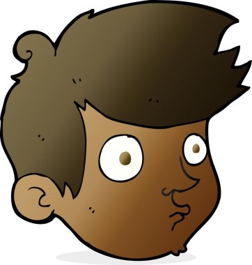 Bir insan tarafından çizilmiş çizgi film bakışlı çocuk.