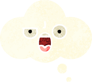 Bir insan tarafından çizilen düşünce baloncuğunun retro çizim tarzı karikatürü