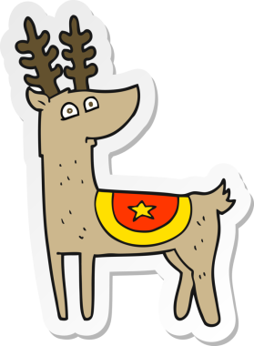 Bir insan tarafından çizilmiş karikatür ren geyiği çıkartması.